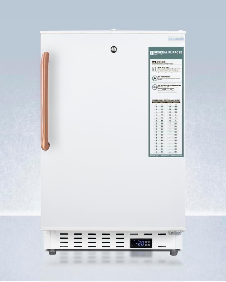Accucold 20” Freezer, 2.47 cu.ft. Capacity, Undercounter, Built-in, Breakroom, ADA Compliant, -25°C Storage, Copper Handle, White - ADA305AFTBCLHD (Left Handed Door Swing)