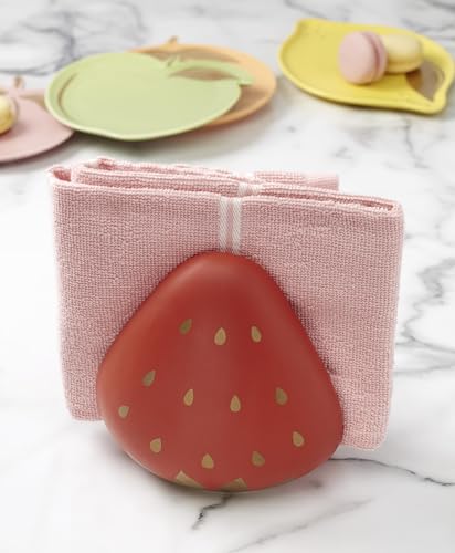 Image of kate spade new york Napkin Holder, Tutti Fruity Strawberry Sponge /Napkin Holder, Porcelain Material, Hand Wash, Napkin Dispenser, Dining Table Decor, Kitchen And Dining, Tabletop Decor (Red, 1 Piece)