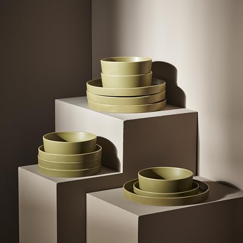 MODAN-24-Piece-Stoneware-Dinnerware-Set-Plates-and-Bowls-Sets-Dish-Set-for-8-Green