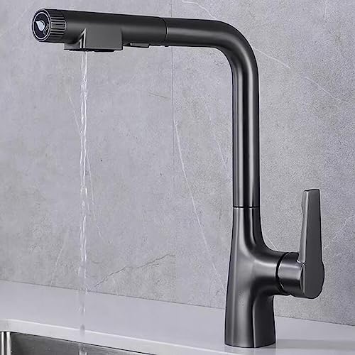Robinet de cuisine 3 voies gris avec mitigeur de filtre à eau et douchette