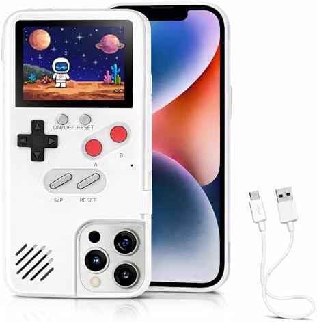 Game Phone Case, 168 Built-in Small Video Games, White, Compatible with iPhone 13, 13 Pro