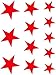 Samunshi® Juego de adhesivos para pared, diseño de estrellas «gefüllt», rojo claro 032, 15 x 20 cm