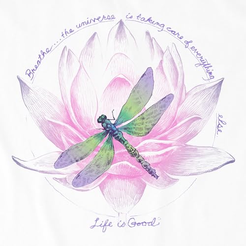 Life is Good Women's Crusher Tee, Short Sleeve Cotton Graphic T-Shirts, Dragonfly Lotus Breathe2