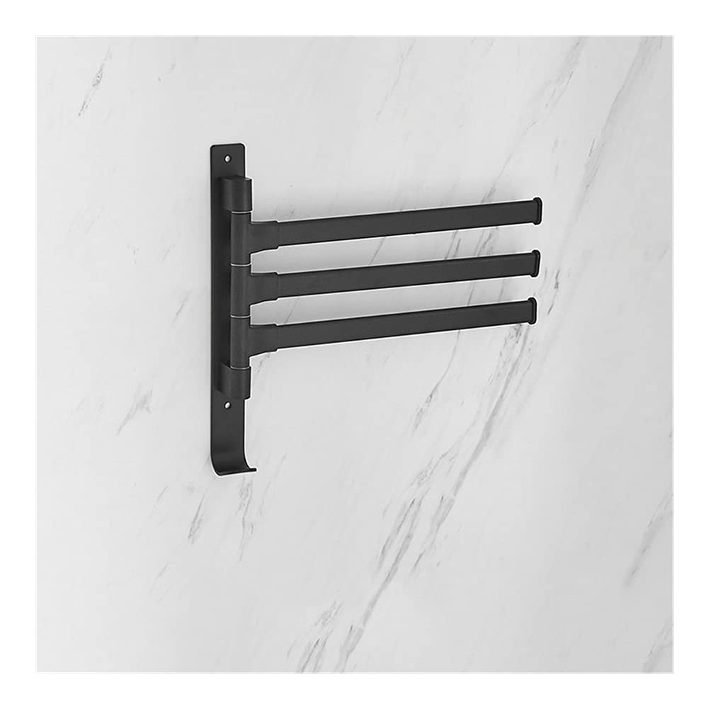 Bras pivotant en aluminium noir étagère murale et support de serviette - 6