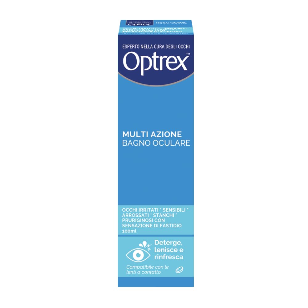 Optrex Multi Azione, Bagno Oculare con Estratti Naturali per Occhi Rossi, Stanchi e Irritati 100ml