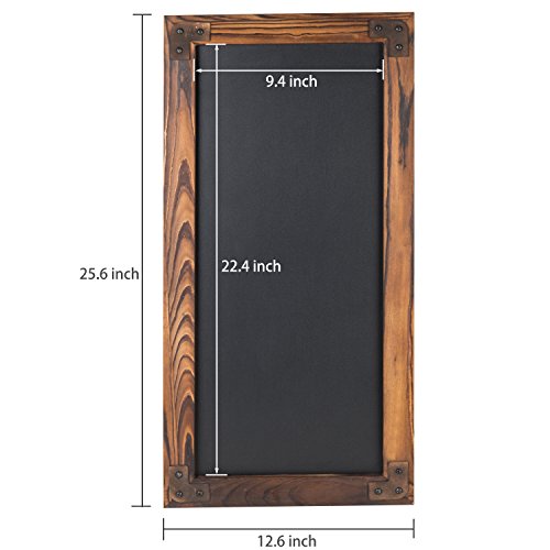 Mygift Wall-Mounted Large Chalkboard Sign - 12 X 25-Inch Burnt Wood Frame Erasable Blackboard With Metal Accent Corners #TOP5