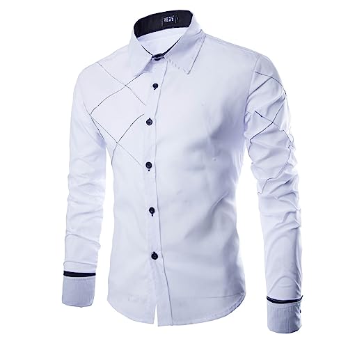 Camisas Lino Hombre Manga Larga Camisa Verano Hawaianas Hombre Manga Larga Camisas Verano Hawaianas Hombre Manga Corta - Blanco,XXL