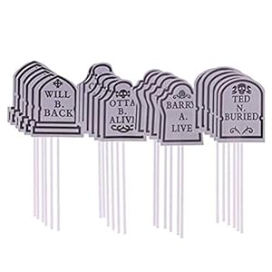 Gadpiparty 24Pcs Halloween Cake Toppers Grafstenen Kerkhof Cupcake Toppers Halloween Cake Decoraties Voor Halloween…