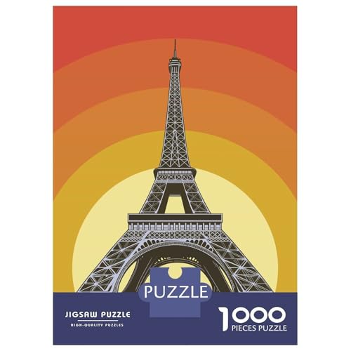 Rompecabezas De 1000 Piezas para Adolescentes Eiffel Tower Paris Vintage Poster Rompecabezas para Adultos Juegos De Relajación Desafío Difícil Regalo De Cumpleaños, Regalos, 70x50cm/1000pcs