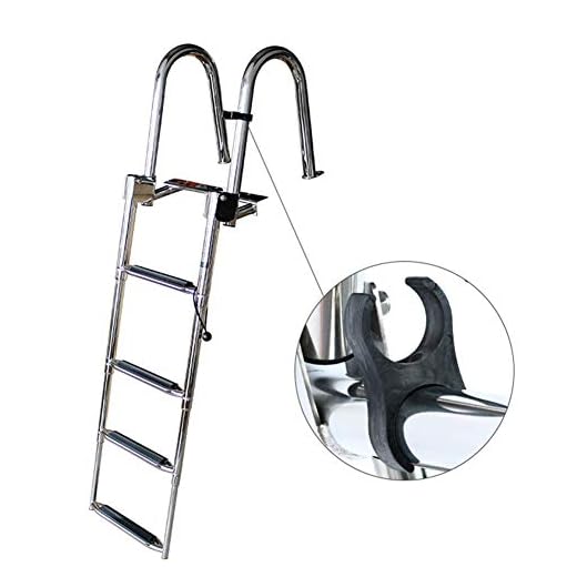 Scala Telescopica Pontone A 4 Gradini/Barca/Yacht/Dock/Piscina Scaletta Telescopica Con Ingresso Posteriore, Scaletta Da Bagno Pieghevole Resistente In Acciaio Inossidabile Con Scalino Extra L