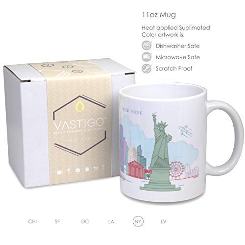 Vastigo 11 Oz. Ceramic Mug With Top Cities In America | Full-Color Sublimated Design | Comes In Gift Box (New York) #TOP4