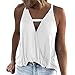 Canotta da Donna con Scollo a V, Canotta Senza Maniche, Tinta Unita, Allentata, Canotta di Base Top Palestra Fitness (XL,Bianco)