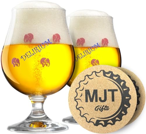 MJT Gifts Delirium Tremens Beer Glasses & Coasters 0.25L 2pk