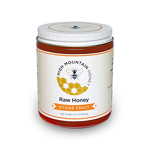 High Mountain Honey Premium, Raw Honey, Pure Honey, Stone Fruit, Raw Honey Organic Unfiltered, Gluten Free, 24 oz