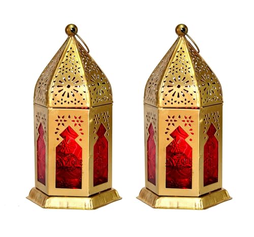 Blue Well Overseas Antique Collection 6" Moroccan Lantern Red-Col...