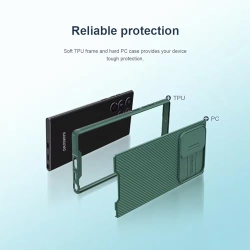 Image of iFAST Premium Back Cover Case Compatible with Galaxy S24 Ultra Soft Shokproof TPU and Hard Polycarbonate (PC) (Slider | Green)