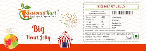 Seasonal Kart Assorted Jelly Collection Traditional Indian jelly Sweets – Variety Pack (400 gram, Big Heart Jelly) - Image 3 thumbnail