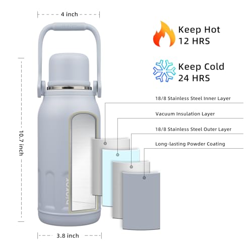 Image of BJPKPK Stainless Steel Insulated Bottle with Handle & Strap, 40oz