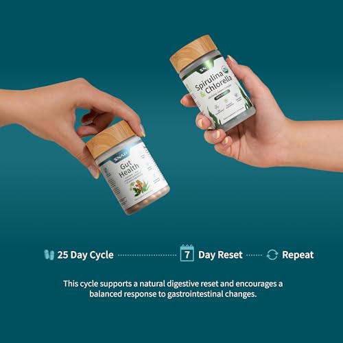 Image of Snap Supplements Gut Health Lipase Supplement & Organic Spirulina Chlorella Bundle-Probiotic + Greens-Supports Digestion, Detox, Energy & Immune Health, 50 + 120 Vegetarian Capsules (1 Month Supply)
