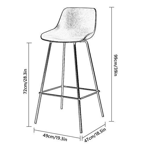 Chaise de bar cuisine facile à assembler tabouret noir confortable pour manger - 4