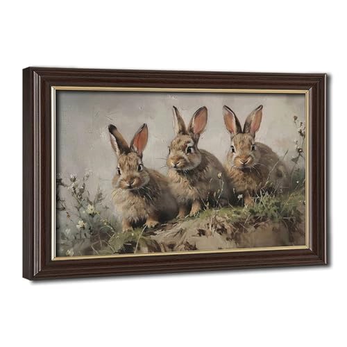 Impression sur toile lapin de Pâques rétro déco 20x30 cm