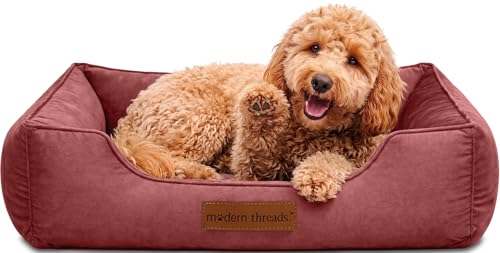 Image of Modern Threads Luxury Dog Bed - Comfortable Tufted Velvet Cushion for Small to Large Dogs - Machine Washable - Durable & Cute Sleep Space for Pets - Pamper Your Pet with Cozy Beds - Rosewood