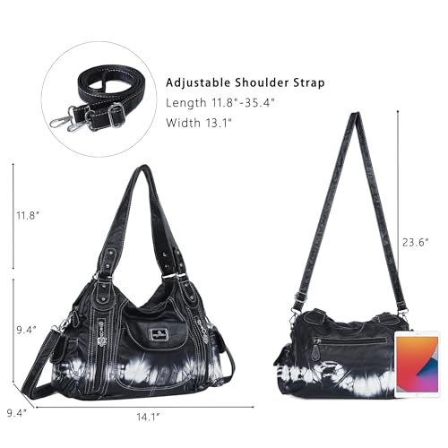Image of Angel Kiss Purses for Women, Large Shoulder Bag Hobo Tote Purse Mutipocket Faux Leather Satchel Hobo Purse
