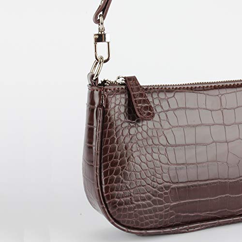 Bag Crocodile Effect Retro Faux Leather Classic Clutch Shoulder Purse Handbag for Women2