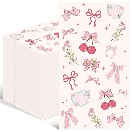 Suministros de fiesta temática de coqueta y servilletas de papel con lazo rosa para despedidas