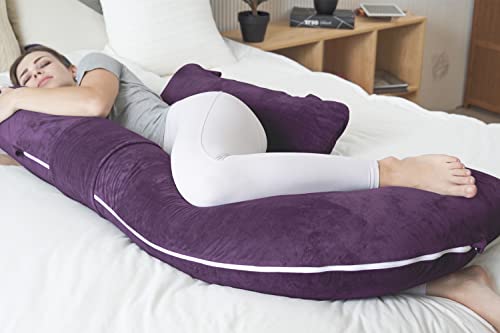 Insen Pregnancy Pillow,Maternity Body Pillow With Pillow Cover,H Shaped Body Pillow For Pregnant Women (57Inches, Dark Purple Velvet) #TOP2