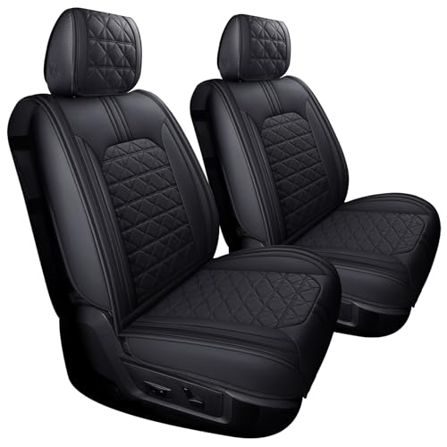 YIERTAI Dodge RAM Seat Covers Fit for 2009-2023 2024 2025 2026 1500/2500/3500HD Pickup Front Seats Only Crew Double Cab Quad Cab Waterproof Leather Seat Covers(2 PCS Front only/Black)