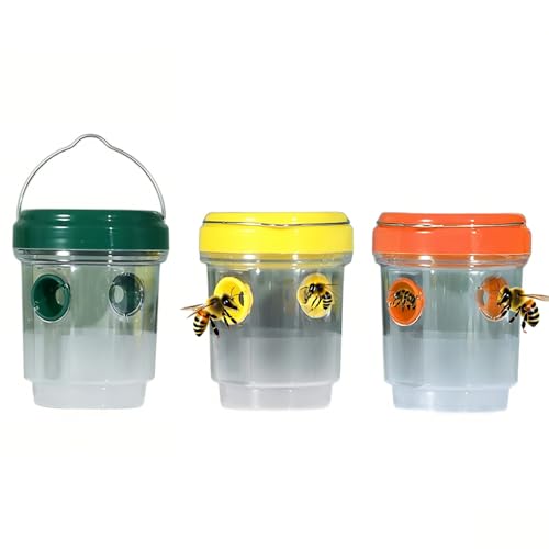 3 trampas para avispas y repelentes, protección 360° contra avispas, avispones y chaquetas amarillas, eficaz ahuyentador de avispas para jardín, casa y exterior