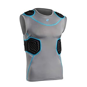 CHAMPRO Unisex-Adult Bull Rush Football Compression Shirt w Cushion System, Charcoal, Black Inset, XX-Large