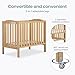 Dream On Me 2-in-1 Folding Portable Compact Mini Baby Crib in Natural, GreenGuard Gold & BSA, US Patented Flat Folding System, Locking Wheels, 1″ Mattress Pad, Space-Saving Quck Fold Easy Storage