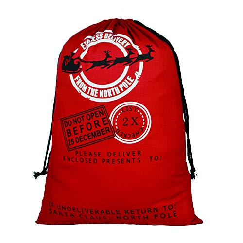 Blank Personalised Santa Sack Large Christmas Sack Bags Santa Bag with Drawstring for Gifts Canvas Xmas Present