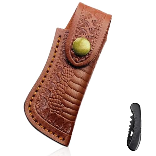Étui en cuir ZORVYN 1 pièce – housse ceinture brune pour couteaux pliants/poches