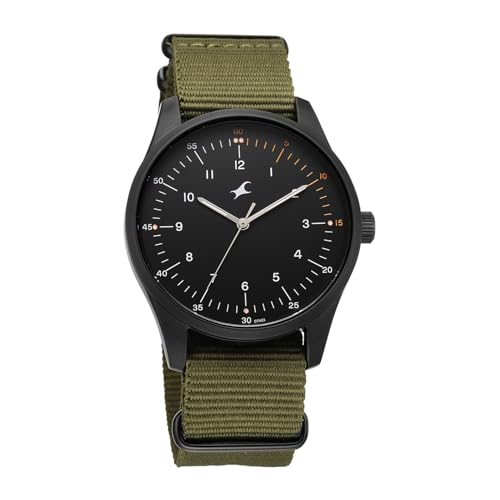 Image of Fastrack Stunners XI with Quartz Analog Black Dial Green Nylon /NATO Strap Watch for Men - 38214NP01