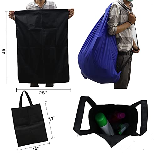 Dino74 3 Pack Heavy Duty Laundry Bags - Jumbo Traveling Dorm Room Bags Machine Washable Organizer For Storing Dirty Clothes With Free Reusable Grocery Bag, Black, Gray, Blue, 28 X 40 Inch Each Bag #TOP3
