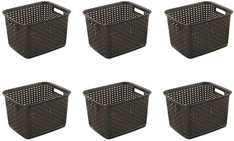 Sterilite 12736P06 Tall Weave Basket, Espresso, 6-Pack