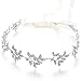 BABEYOND Bridal Headpiece Handmade Wedding Hair Vine Crystal Floral Leaf Headband with Lace Ribbon