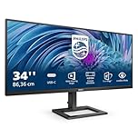 Philips 346E2Lae - 34 Inch Wqhd Monitor, 100Hz, Va, 1Ms, Usb-C Power Delivery, Amd Freesync, Multiview, Speakers, Smart Image (3440 X 1440 @ 100Hz, 300 Cd/M², Hdmi 2.0 / Dpo 1.2 / Usb-C)