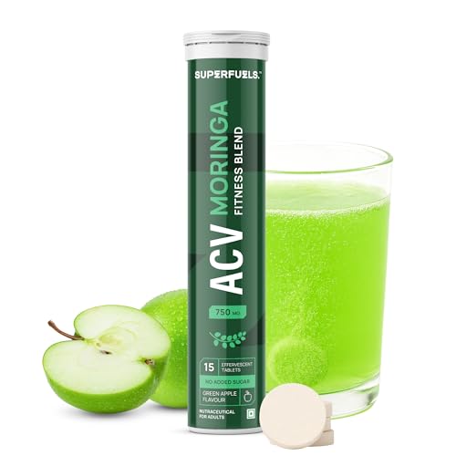 Image of ACV Moringa for Weight Loss | Apple Cider Vinegar Tablets Effervescent | Fat Burners for Men Women | Weight Loss Products | Green Apple | 15 Effervescent tablets (Pack of 1)