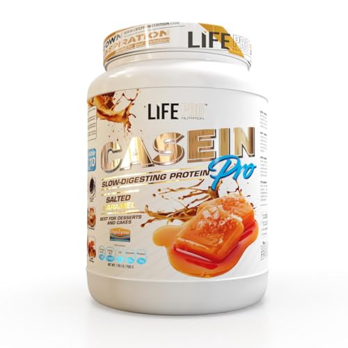 Life Pro Casein Pro 900g | Caseína de Absorción Lenta | Aporte Proteico Continuado Para Mantenimiento y Recuperación de Masa Muscular (SALTED CARAMEL)