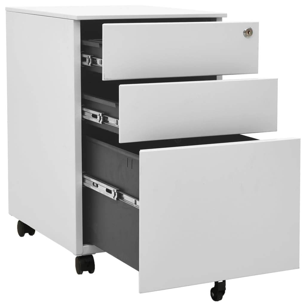 Hothingwell Raccoglitore Mobile Grigio Chiaro 3 Cassetti Acciaio | Barre di sospensione rimovibili, portamatite, cuscinetto a sfere, per file lettera legale A4