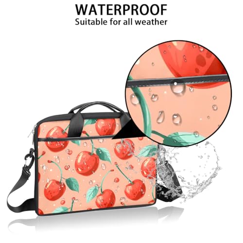 Shoulder Bag for Laptop Cherries Print 14/15 Inch Laptop Sleeve Waterproof Computer Bag for Notebook & Tablet Shockproof Laptop Case for Work Travel3
