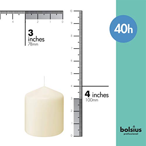 BOLSIUS 6 Ivory Pillar Candles Bulk - 3x4 Inches Candle Set - 40+ Hours Clean Burning - No Palm Oil - 0% Animal Fat - Premium European Quality - Unscented Dripless Restaurant Pillars by BOLSIUS - Image 2
