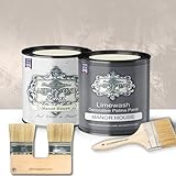 ALL-IN-ONE Paint by Heirloom Traditions, Limewash Paint, 2 Quart Paint Bundle and Tool Kit - Faux Lime Wash Effect, Matte Suede Wall Treatment - Manor House (creamy off white)