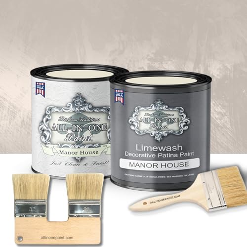 Heirloom Traditions ALL-IN-ONE Limewash Paint, 2 Quart Paint Bundle and