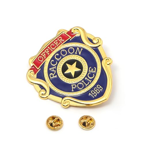 Image of Raccoon Police Metal Badge Pin Costume Merch for Resident Leon Cosplay - Halloween Costume Party Prop Accessories Women Men Jewelry Gift