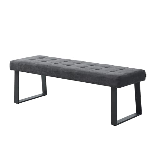B&D home Sitzbank Dolce | gepolsterte Esszimmerbank 140 cm Polsterbank für Esszimmer, Garderobe, Küche | Industrial modern Design | Anthrazit